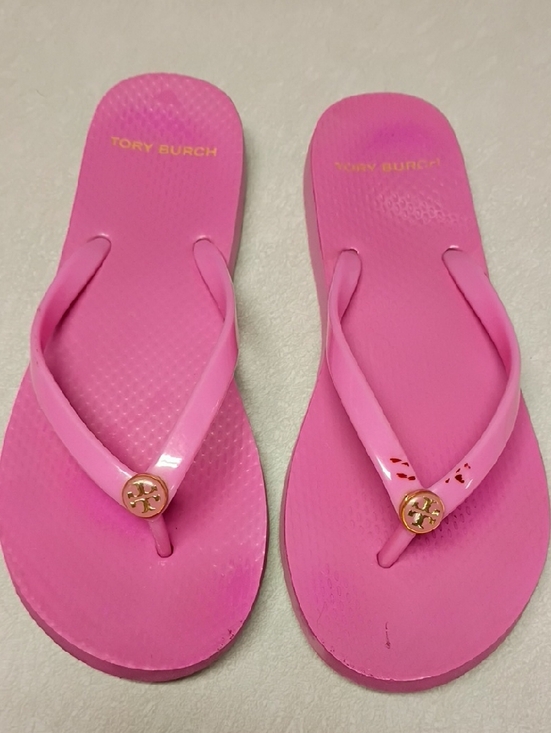 Tory Burch Shoes - Tory Burch Hot Pink Logo Medallion Flip Flop Sandals